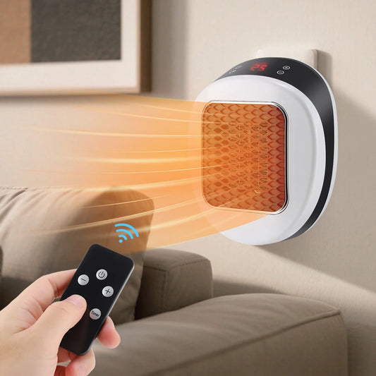 Purilite Select 600W Wall Plug-In Portable Heater – Mini Electric Room Warmer with Remote & Timer