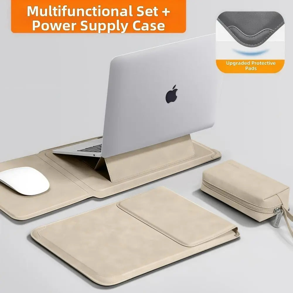 Purilite Select | 3-in-1 Laptop Stand Bag | Waterproof PU Leather Laptop Sleeve Case | Shockproof Notebook Cover with Built-In Stand | 13–16 Inch Laptop Bag for Men & Women