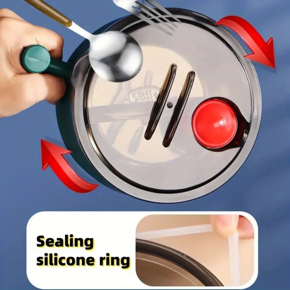 Purilite Select Stainless Steel Instant Noodle Bowl with Lid and Handle - Portable Sealed Lunch Bowl for Home, Office, Travel and Dorm Use