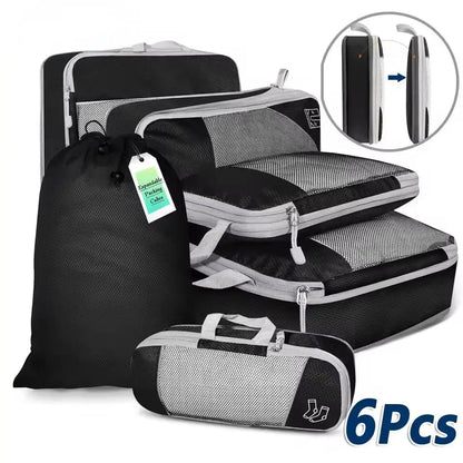 Purilite Select 6-Piece Travel Packing Cubes Set with Shoe Bag, Lightweight Luggage Organizer Bags for Suitcase, Wardrobe & Travel Storage