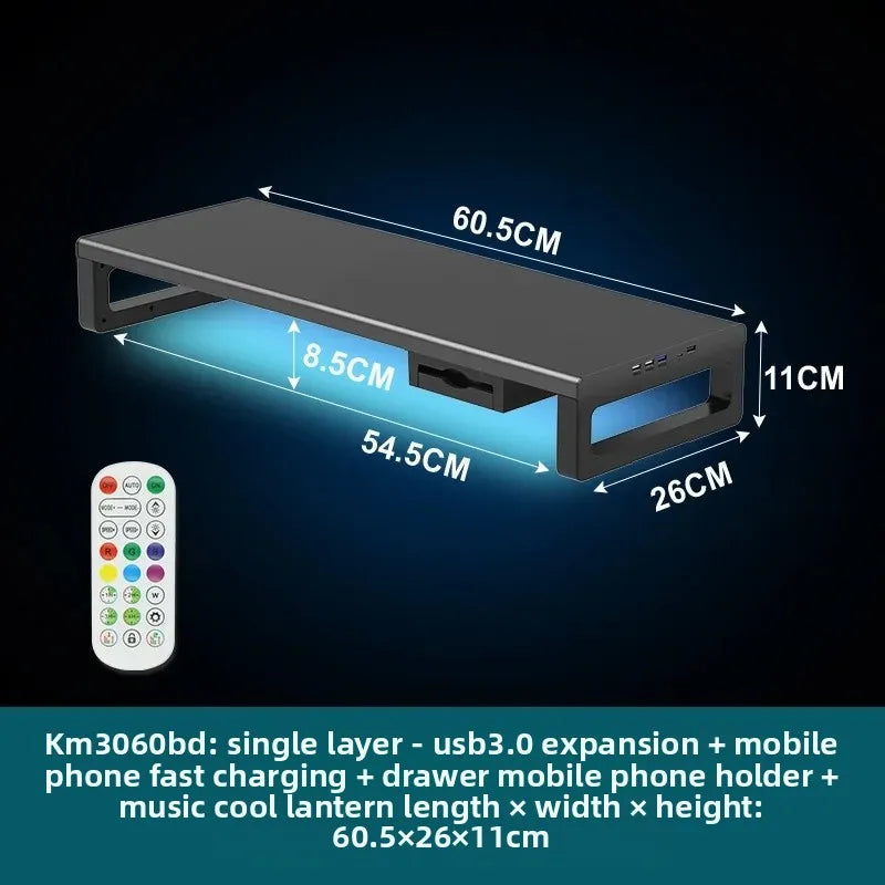 🖥️ Purilite Select™ Metal Monitor Riser with Dual-Layer Drawer & Wireless Charging