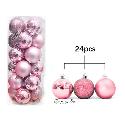 Purilite Select 24pcs Pink Christmas Hanging Balls – Elegant 3cm Ornaments for Trees, Parties & Holiday Décor