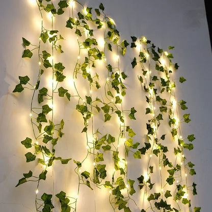 Purilite Select Flower Green Leaf String Lights – Artificial Vine Fairy Lights | Battery Powered Garland for Christmas, Weddings & Home Decor