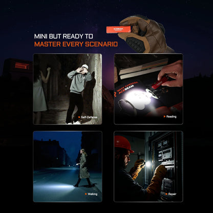 ACEBEAM Keychain Flashlight Keylite 500 EDC Rechargeable Flashlights With Self Defense Strobe Mode Dual LED Light Camping Work
