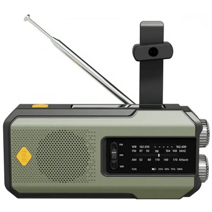 Purilite Select Emergency Weather Radio – AM/FM/WB Hand Crank Solar Radio with 2000mAh Power Bank, LED Flashlight, and SOS Alert (Style A – Green)