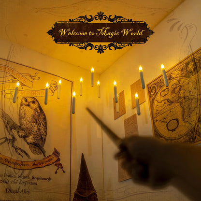 Purilite Select Halloween LED Floating Candles Magic Wand Remote Hanging Operated Battery Warm Light Decoration