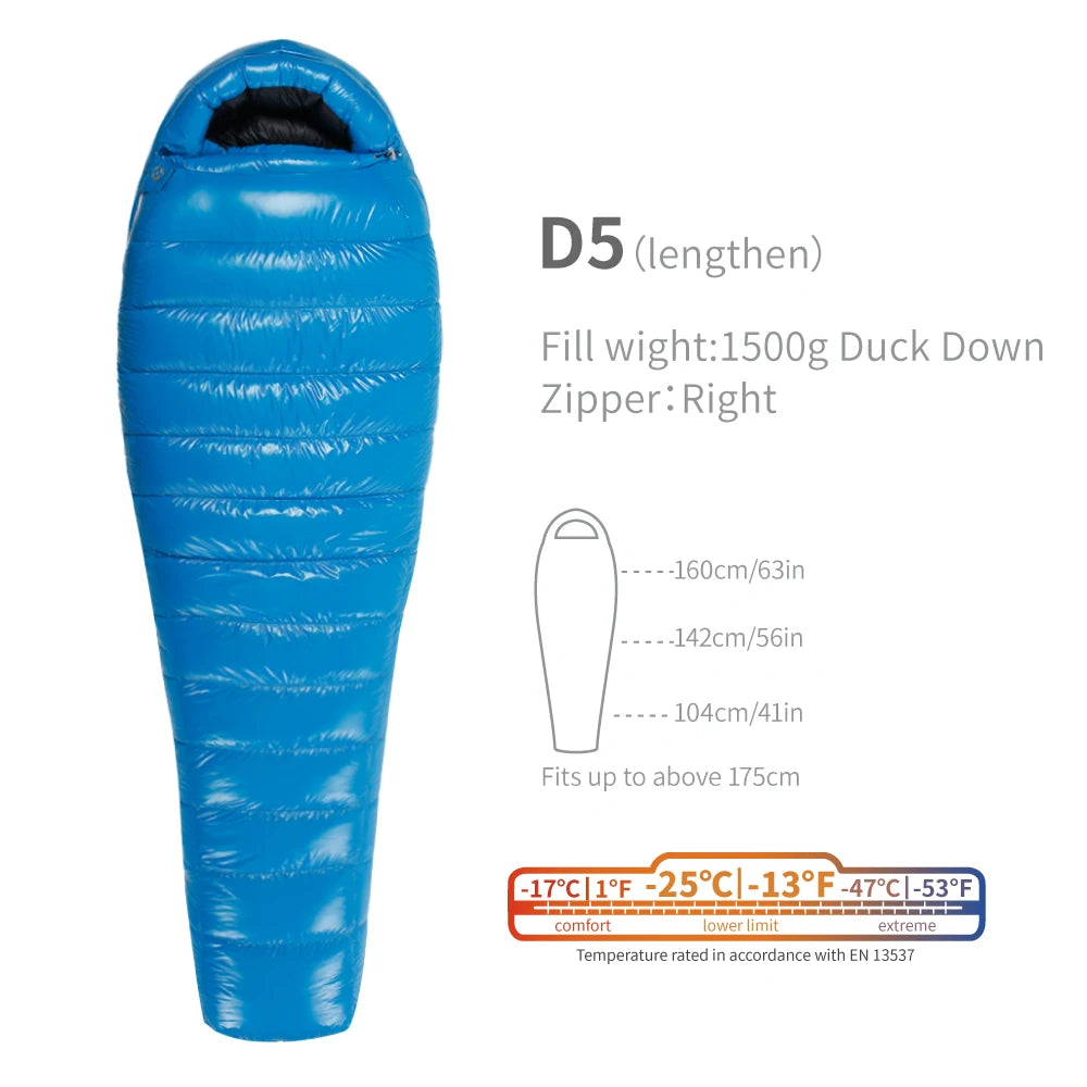 Purilite Select Ultralight Duck Down Sleeping Bag | 3-Season Backpacking, Hiking & Camping Mummy Sleeping Bag