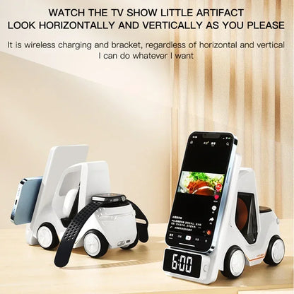 Purilite Select 5-in-1 Wireless Charging Station with Alarm Clock | 15W Fast Charger Stand for Phone, Watch & Earbuds with Night Light - PuriLite