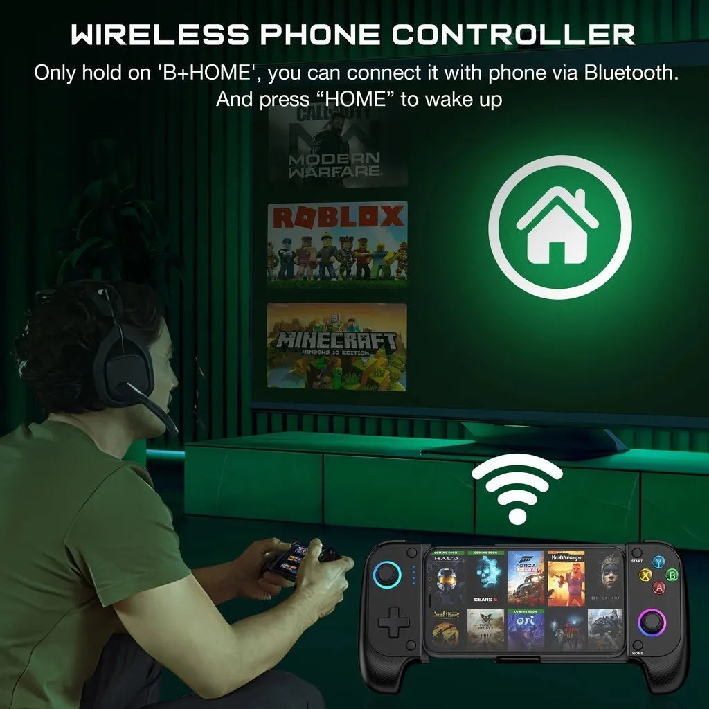 Purilite Select MC100 Hall Effect Wireless Gamepad with RGB Lighting – Adjustable Mobile & Tablet Controller, Anti-Drift Precision Joystick - PuriLite