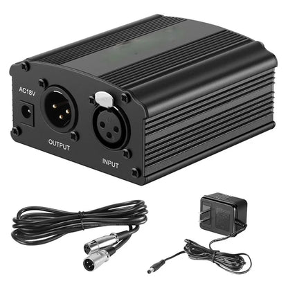 Purilite Select | 48V Phantom Power Supply with Adapter + XLR 3-Pin Microphone Cable | For Any Condenser Microphone | Recording Equipment