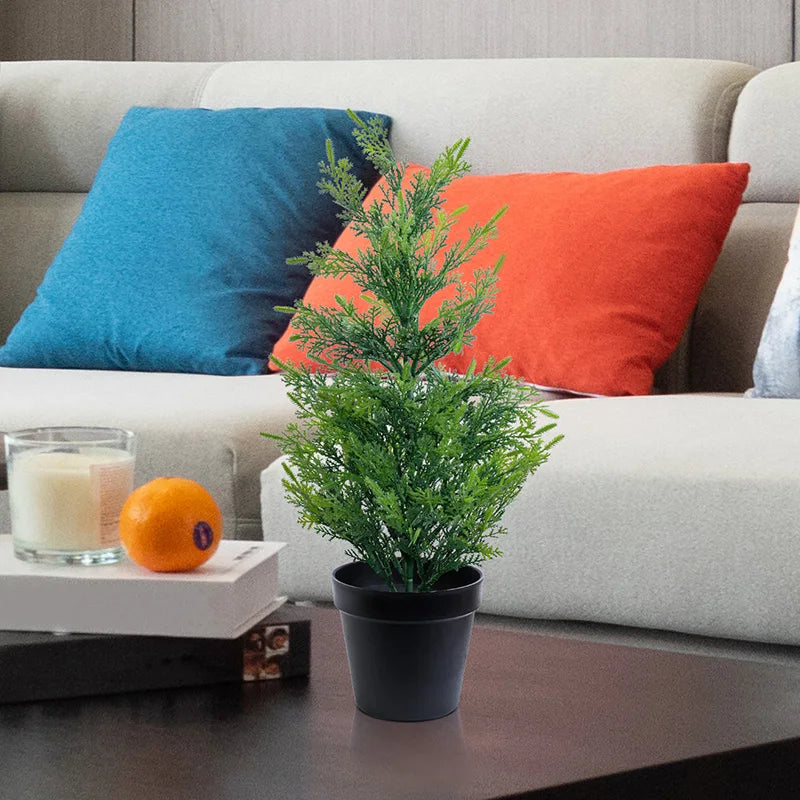 Purilite Select Simulated Pine Grass Potted Plant – Realistic Faux Green Desk Décor for Office Table, Living Room, Porch, Window and Home Garden Decoration - PuriLite