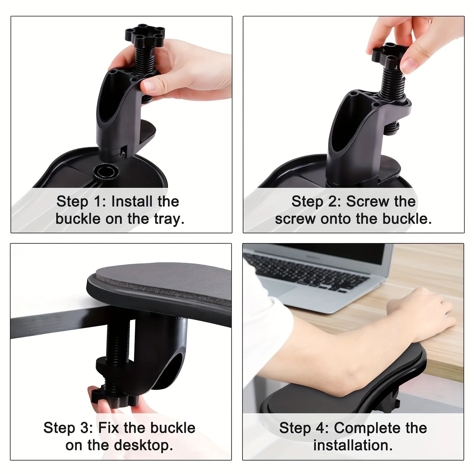 Purilite Select Adjustable Computer Arm Rest for Desk | Ergonomic Arm Support Extender with Rotating Mouse Pad Holder - PuriLite