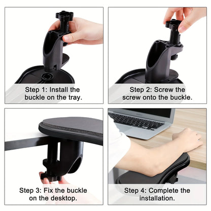 Purilite Select Adjustable Computer Arm Rest for Desk | Ergonomic Arm Support Extender with Rotating Mouse Pad Holder - PuriLite