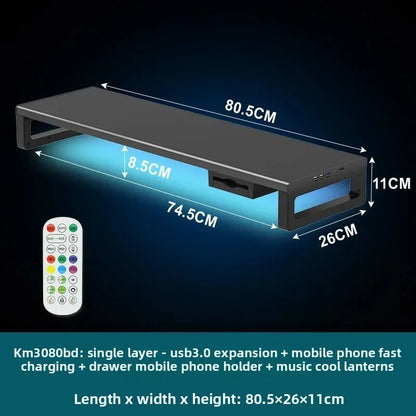🖥️ Purilite Select™ Metal Monitor Riser with Dual-Layer Drawer & Wireless Charging