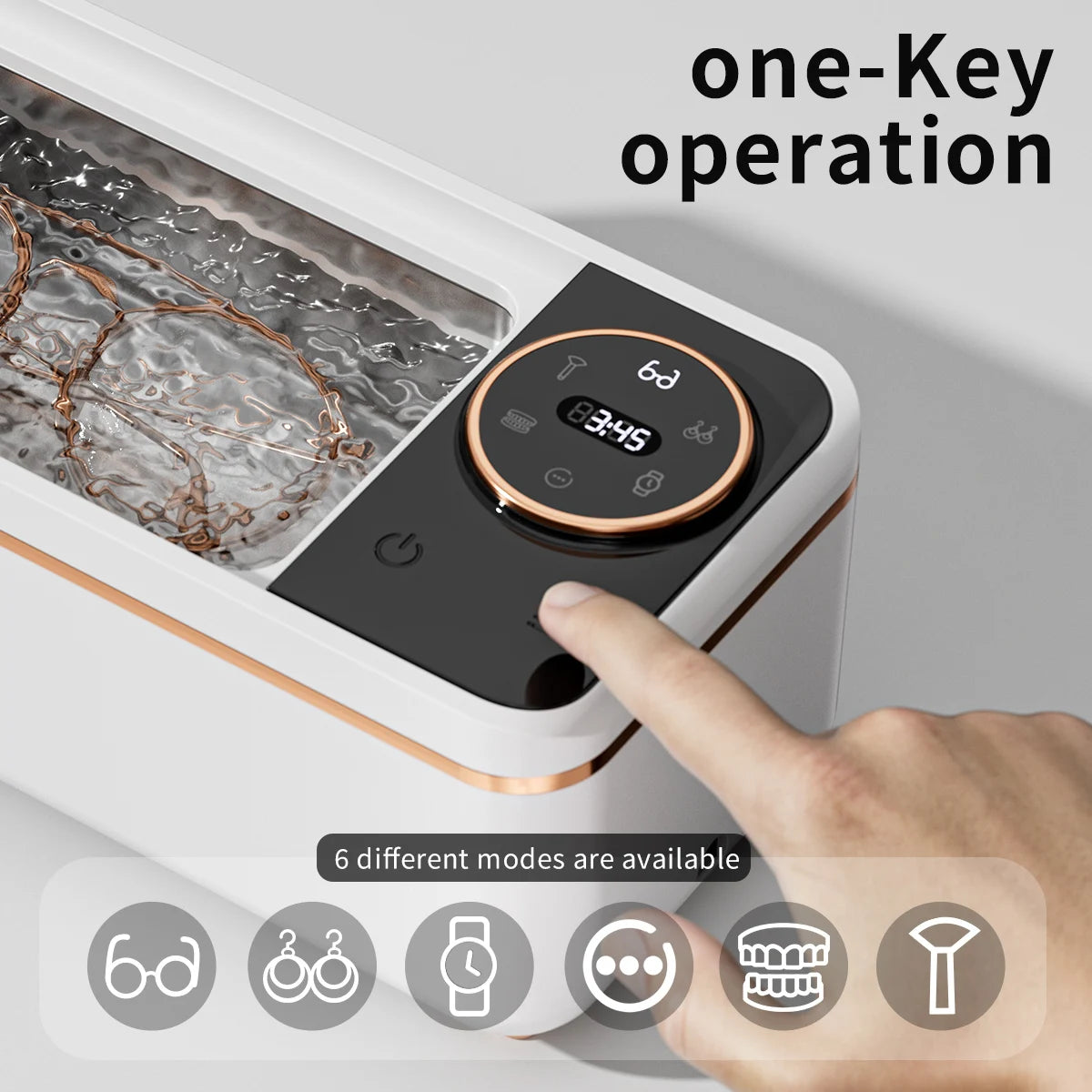 Purilite Select 48KHz Ultrasonic Glasses Cleaner Machine, Soundwave Cleaning Device for Jewelry, Dentures, Makeup Brushes & Small Accessories