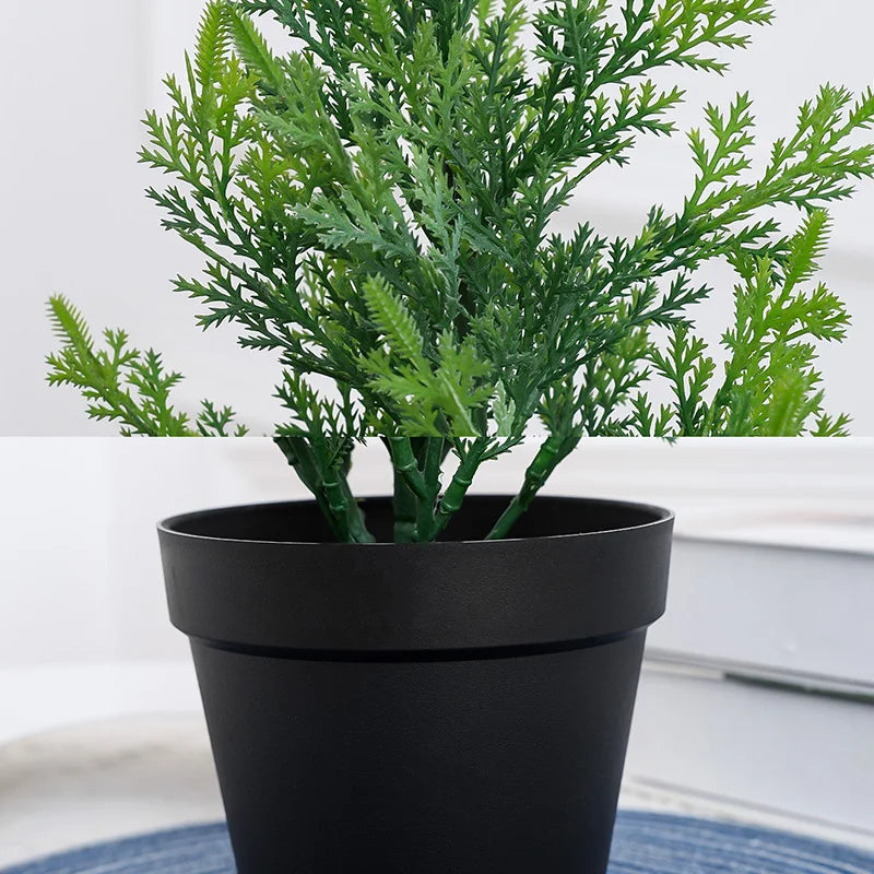 Purilite Select Simulated Pine Grass Potted Plant – Realistic Faux Green Desk Décor for Office Table, Living Room, Porch, Window and Home Garden Decoration - PuriLite