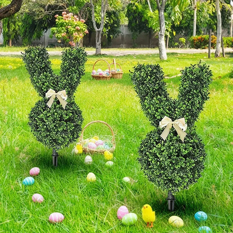 Purilite Select Artificial Bunny Garden Stakes – Faux Greenery Rabbit Outdoor Decor for Porch, Pathway, Yard, and Spring Display - PuriLite