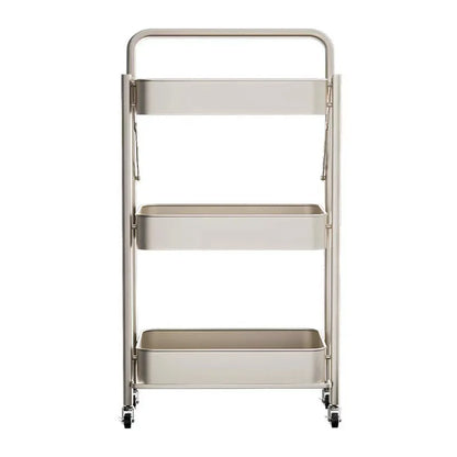 Purilite Select Foldable 3-Tier Storage Cart Carbon Steel Rolling Organizer Rack with Wheels for Kitchen Bedroom and Home - PuriLite