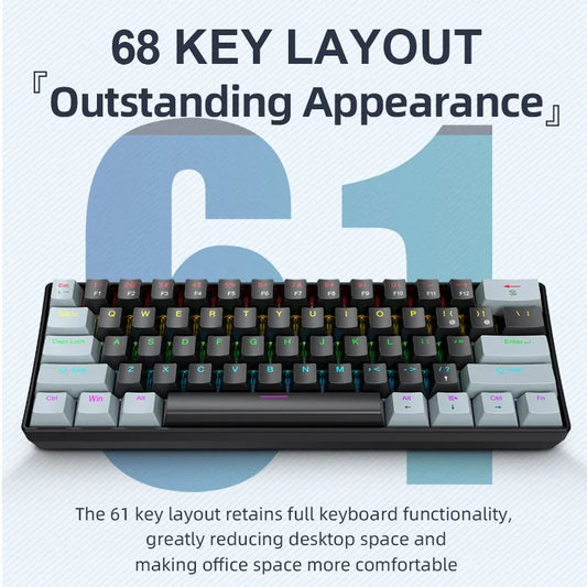 Purilite Select K61 Mini Wired Mechanical Keyboard – 60% Layout, RGB Backlit, Hot-Swappable