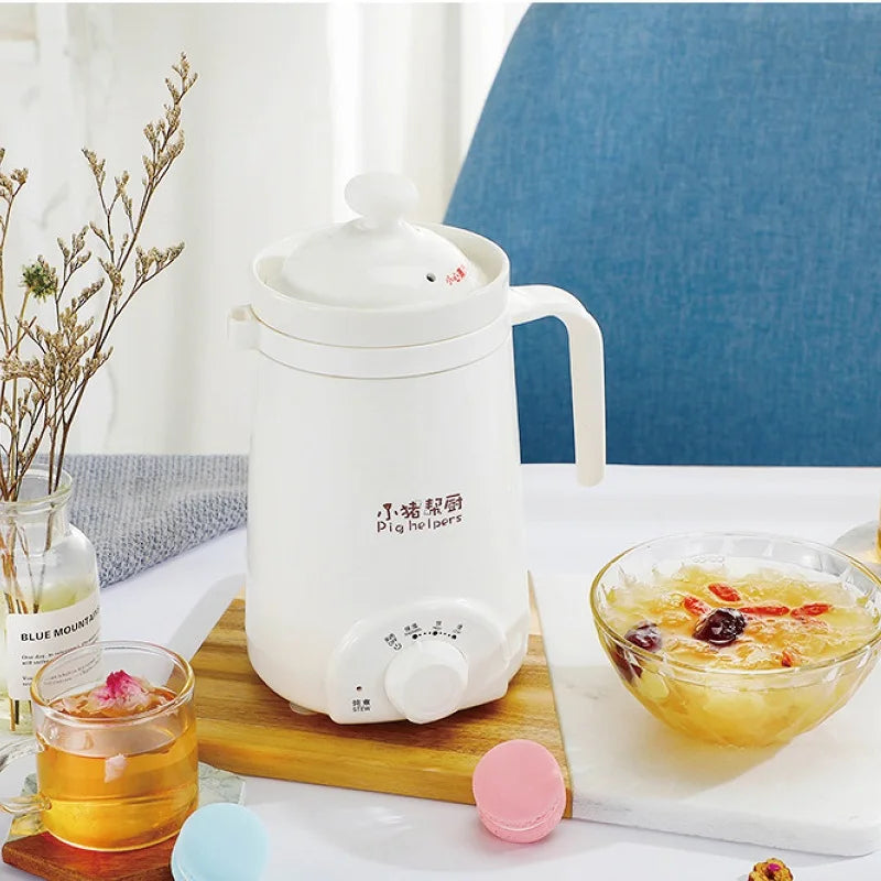 110V Health Cup Office Ceramic Soup Porridge Health Kettle Tea Maker With Temperature Adjust Portable Electric Stew Cup 500ml - PuriLite