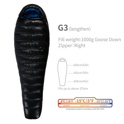 Purilite Select Lightweight Goose Down Sleeping Bag | 800FP Backpacking Winter Camping Mummy Sleeping Bag
