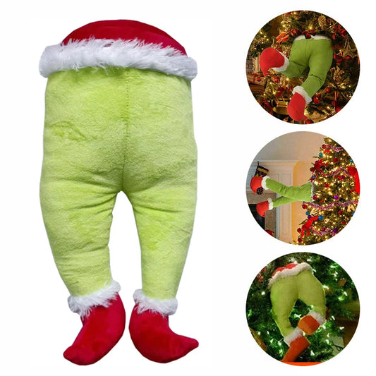Purilite Select Santa Claus Legs Christmas Tree Hanging Ornament – Funny Red/Green Plush Door & Party Decoration for Xmas and New Year - PuriLite