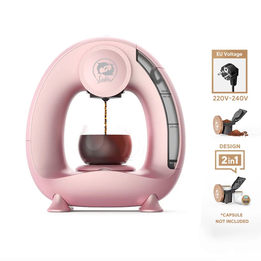 Portable Coffee Maker Low decibel Americano Capsule Coffee Machine Compatible with Coffee Powder & K Cups Original Capsules - PuriLite