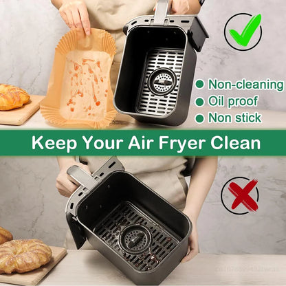 Air Fryer Liners Disposable for Ninja Airfryer 8.7x5.5" Rectangle Parchment Paper for Air Fryer Dual Basket Ninja DZ201 DZ401 - PuriLite