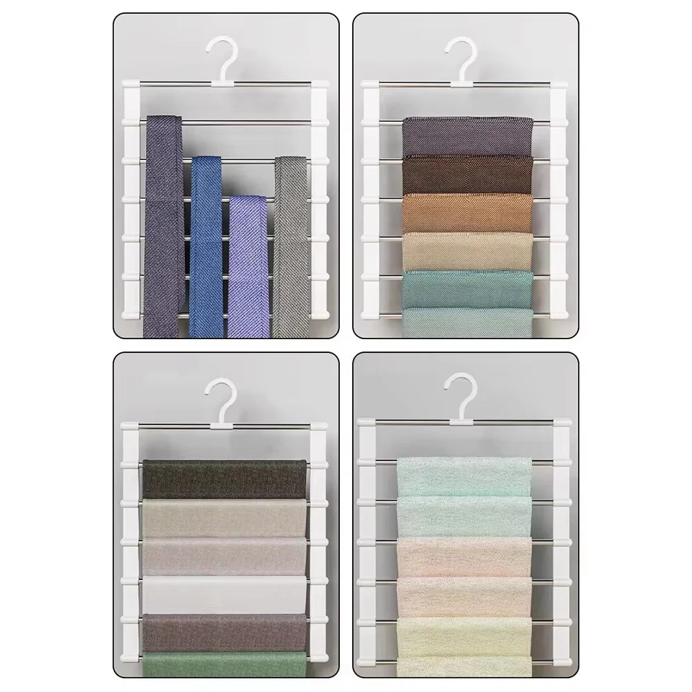 Purilite Select Multi-Layer Pants Hanger Space Saving Closet Organizer Foldable Trousers Rack with Non Slip Clips for Wardrobe Storage