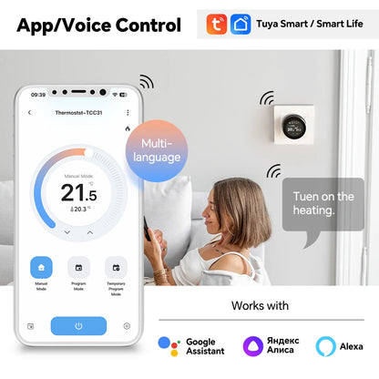 WiFi Smart Knob Thermostat For Water Gas Boiler Electric Heating Temperature Controller Works With Tuya Alexa Google Home