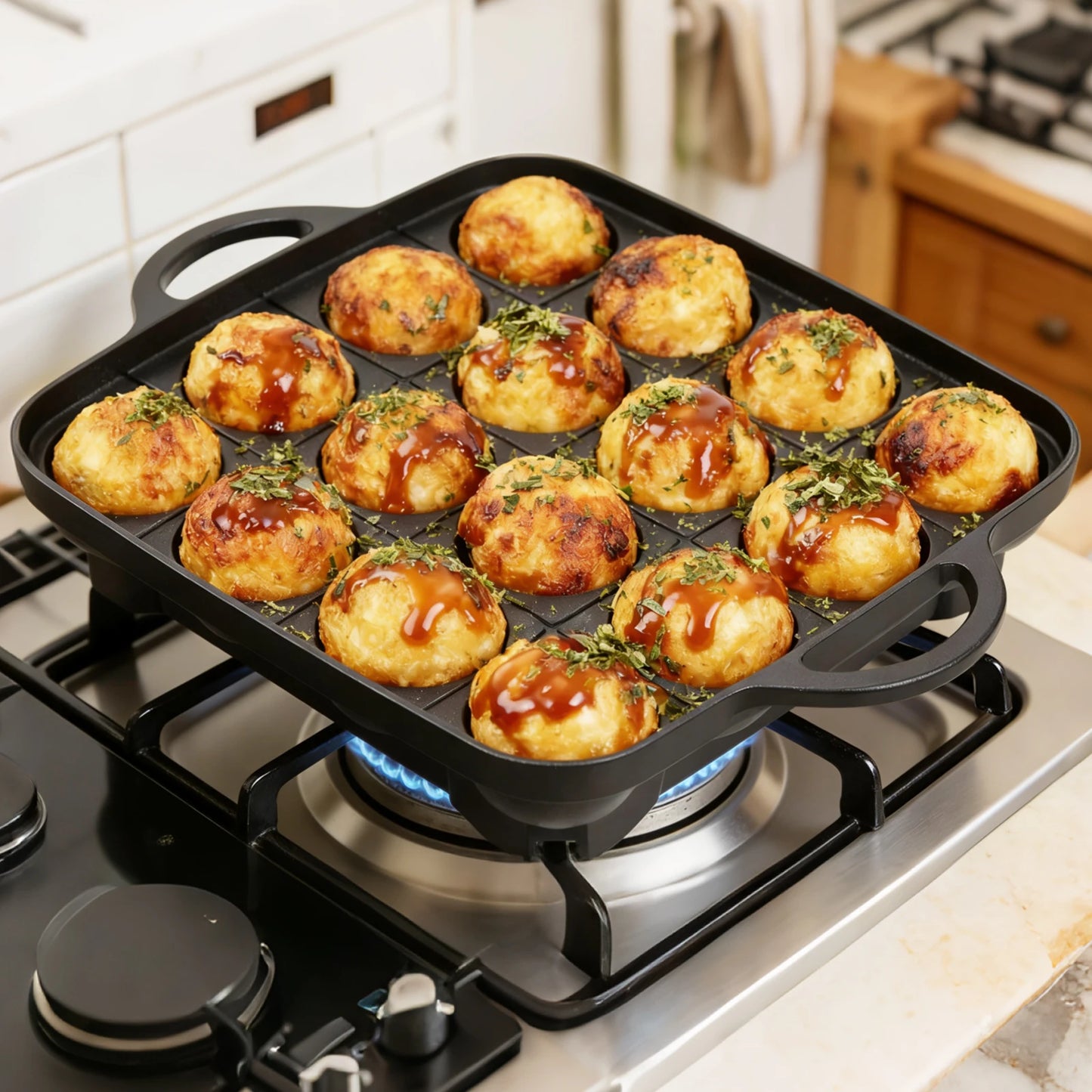 Takoyaki Pan 16 Hole Octopus Ball Maker Cooking Plate for Gas Stove Authentic Osaka Street Food Cooker Takoyaki Maker for Baking - PuriLite