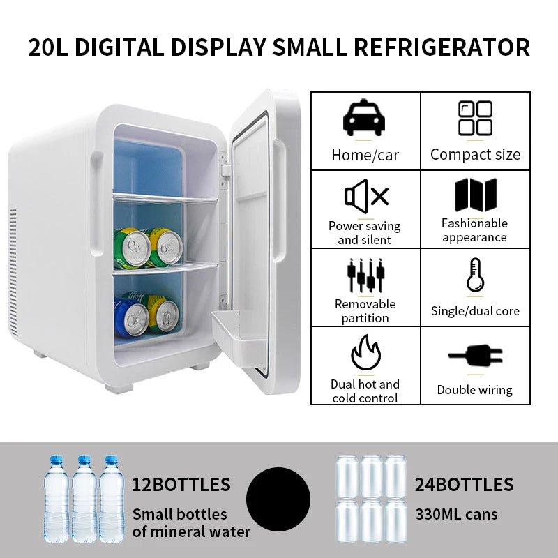 Purilite Select 20L Portable Mini Refrigerator | Car & Home Electric Cooler | Compact Cosmetic & Beverage Fridge | AC DC Powered Travel Refrigerator | 20L Storage Capacity