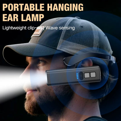 Purilite Select Ear Clip LED Headlamp Rechargeable Waterproof Headlight Hands Free Flashlight for Fishing Hiking Running Cycling and Outdoor Use