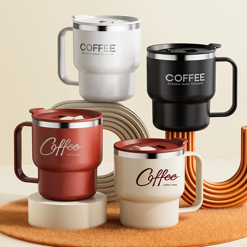 WORTHBUY 304 Stainless Steel Double Wall Insulated Coffee Cup With Handle Portable Students Leak-proof Water Cup Milk Coffee Mug - PuriLite