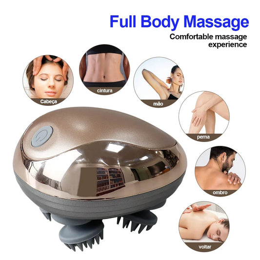Scalp SPA Massager Mini Octopus Claw Hand Charging Multi-Function Kneading Vibration Massager Soft Silicone Head Body Massager