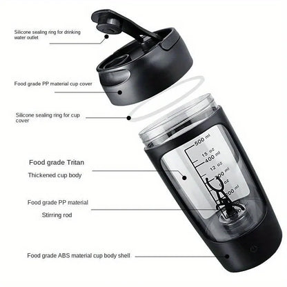 Purilite Select 500ml Electric Protein Shaker Bottle | Automatic Mixing Cup | USB Rechargeable Portable Blender Bottle - PuriLite