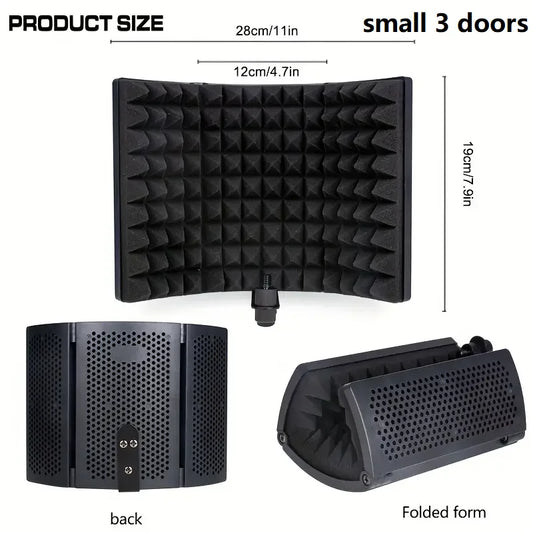 Purilite Select | 3 Panel Microphone Reflection Filter | Professional Studio Recording Isolation Shield | Universal for Condenser Mics