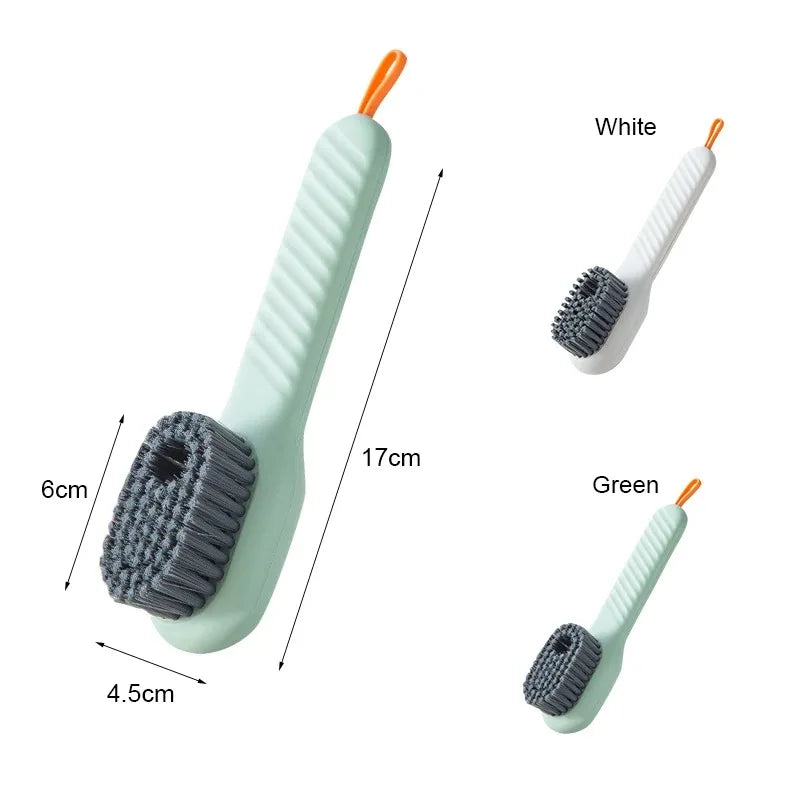 Purilite Select Multifunction Cleaning Brush with Liquid Dispenser – Soft Bristle Long Handle Shoe and Clothes Cleaning Brush for Household Kitchen Bathroom and Fabric Care - PuriLite