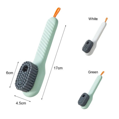 Purilite Select Multifunction Cleaning Brush with Liquid Dispenser – Soft Bristle Long Handle Shoe and Clothes Cleaning Brush for Household Kitchen Bathroom and Fabric Care - PuriLite