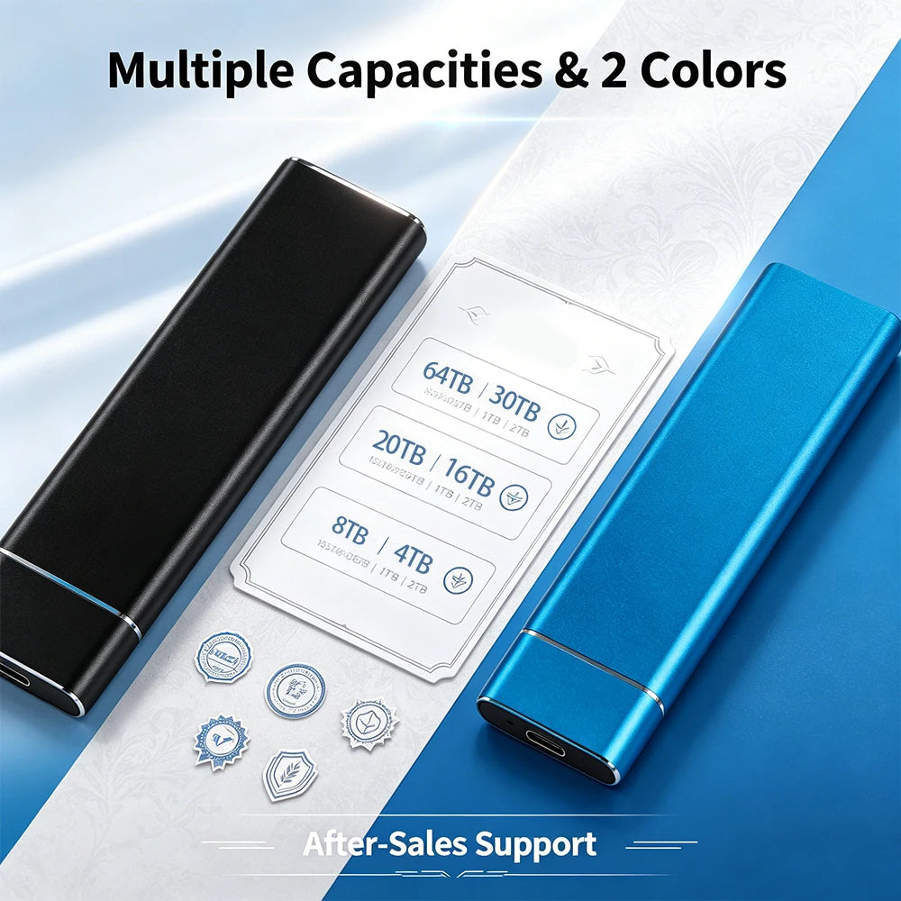 Purilite Select Portable External SSD USB Type-C High-Speed Storage Drive for Laptop, PC, File Backup, Data Transfer & Travel