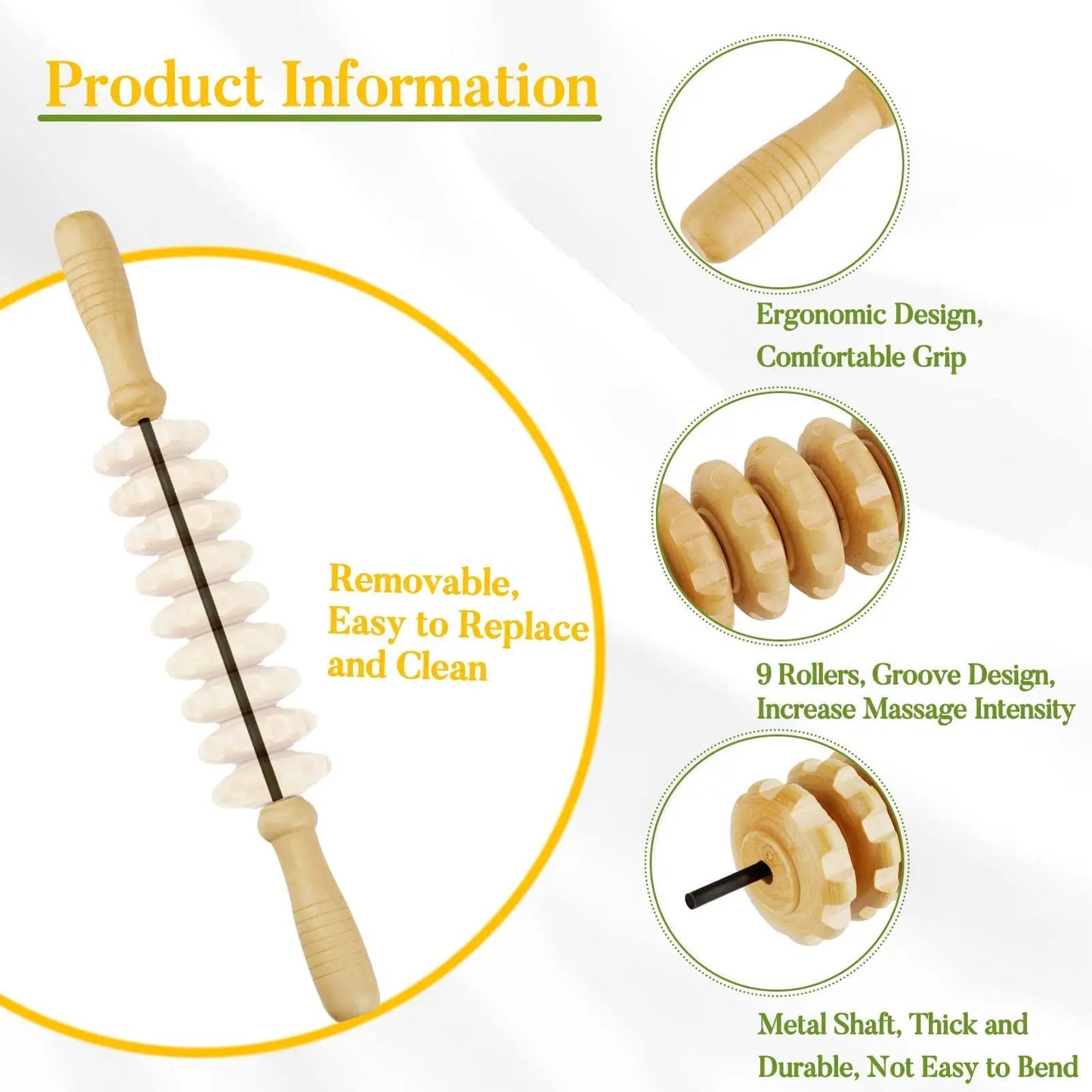 Purilite Select Wooden Massage Roller Tool Set