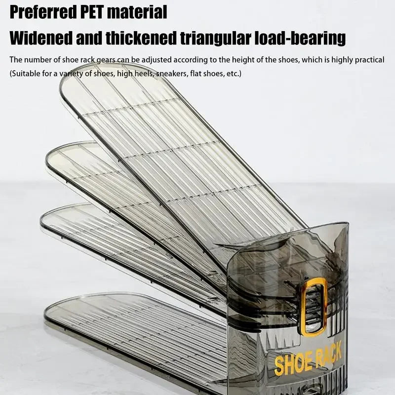 Purilite Select 10Pcs Adjustable Shoe Organizer | Footwear Support Slot | Space Saving Cabinet Closet Stand | Shoes Storage Rack | Shoebox Storage