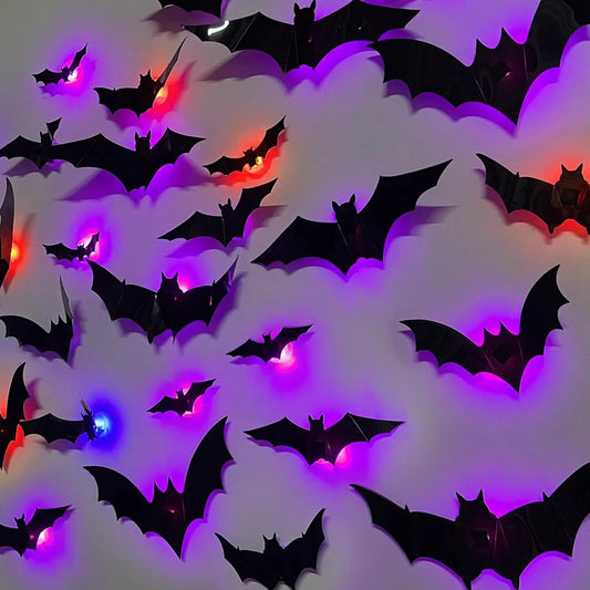 Purilite Select 3D Halloween Bat & Spider Night Light – Purple/Green LED Wall Stickers | Self-Adhesive Spooky Décor for Halloween Party & Home Decoration