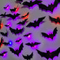 Purilite Select 3D Halloween Bat & Spider Night Light – Purple/Green LED Wall Stickers | Self-Adhesive Spooky Décor for Halloween Party & Home Decoration