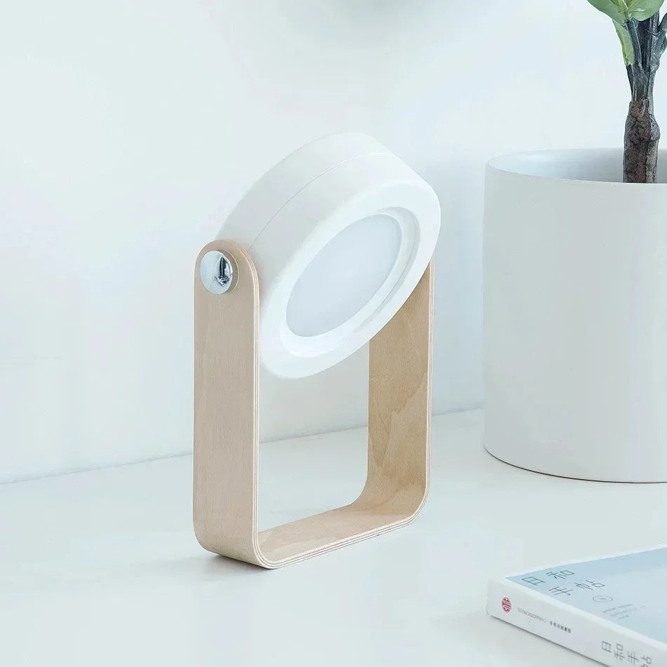 Creative Wooden Handle Telescopic Folding Led Touch Lamp Charging Night Light Reading Portable Lantern Lamp Home Beside Lamp - PuriLite