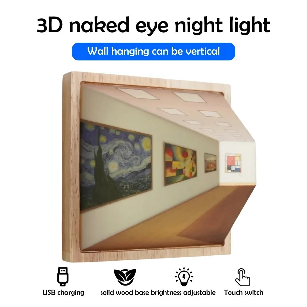 Purilite Select 3D Visual Naked Eye Night Light Wall Lamp 3 Colors Wall-Mounted Painting Light