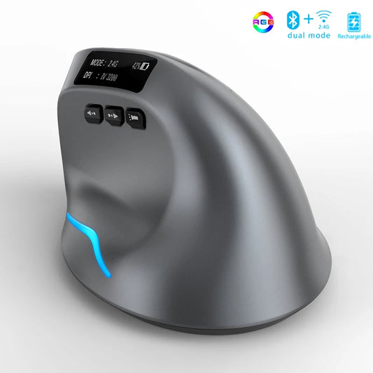 🖱️ Purilite Select Bluetooth Vertical Wireless Mouse with OLED Screen & RGB Lighting