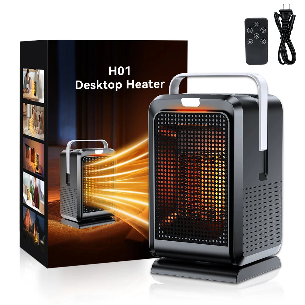 1000W Electric Heater Portable Desktop heater small household Heater cooling and heating PTC quick heating With Remote Control