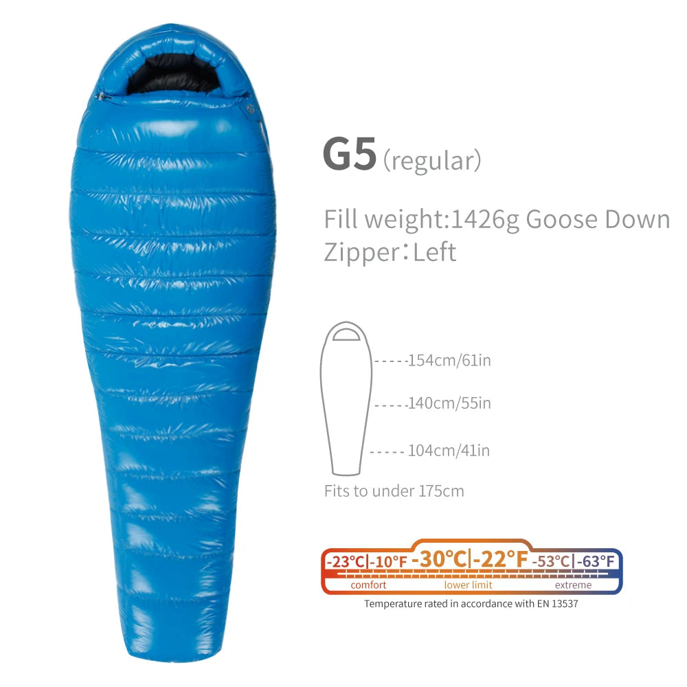 Purilite Select Lightweight Goose Down Sleeping Bag | 800FP Backpacking Winter Camping Mummy Sleeping Bag