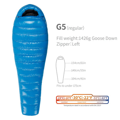 Purilite Select Lightweight Goose Down Sleeping Bag | 800FP Backpacking Winter Camping Mummy Sleeping Bag